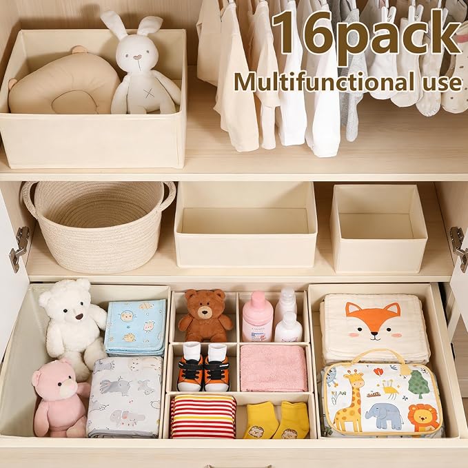 Drawer Organizer Clothes, 16 Pack Dresser Organizer Bins, Foldable Closet - Image 4