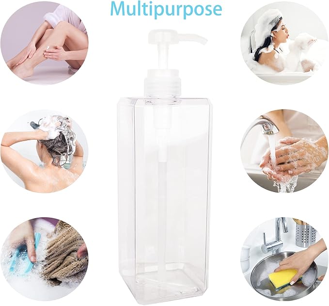 Pump Bottle, Refillable Plastic Empty Lotion Soap Dispenser Liquid Container - Image 4