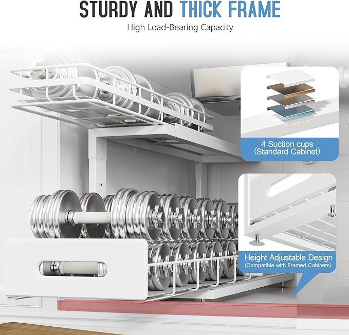 Under Sink Organizer Upgrade To Professional Rails, 2-Tier Dual Pull Out - Image 4