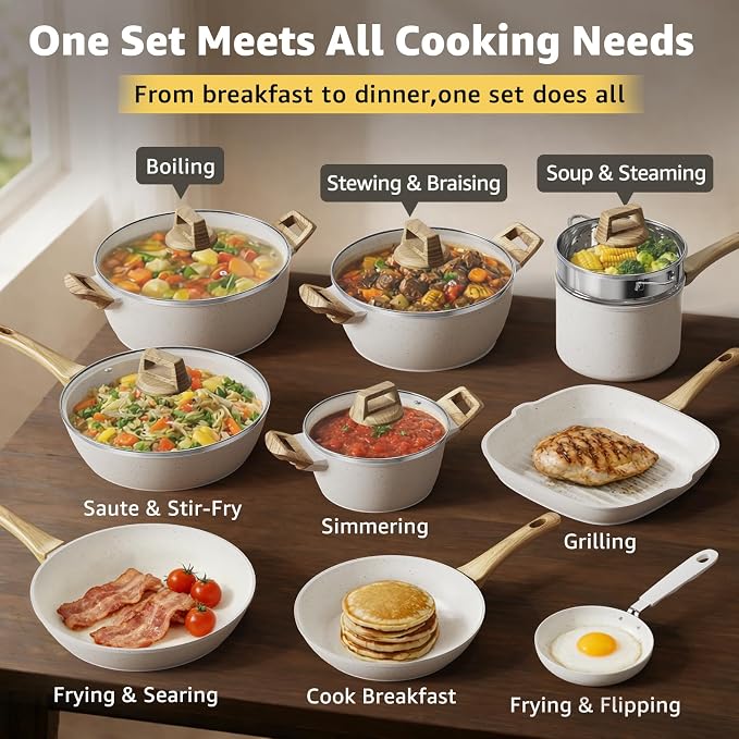25Pcs Pots and Pans Set Non Stick, Ceramic Cookware - Image 4