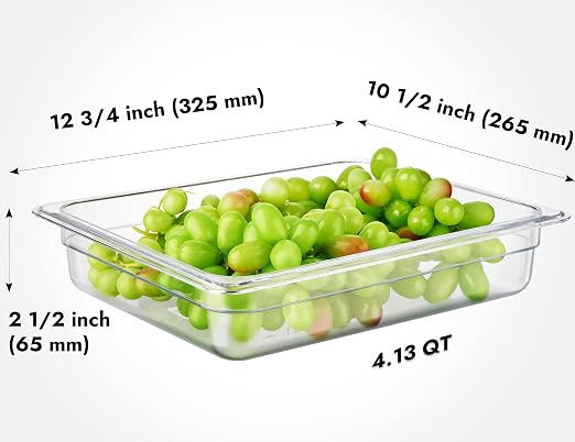 CURTA 6-Pack 1/2 Size 2.5" Deep NSF Polycarbonate Food Pans | Dishwasher & - Image 2