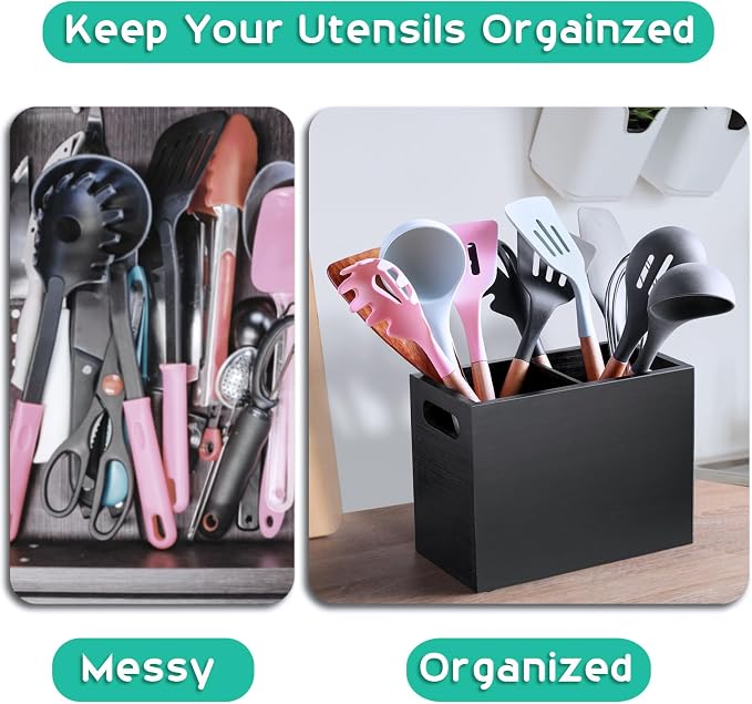 ALELION Black Utensil Holder for Kitchen Counter - Image 4