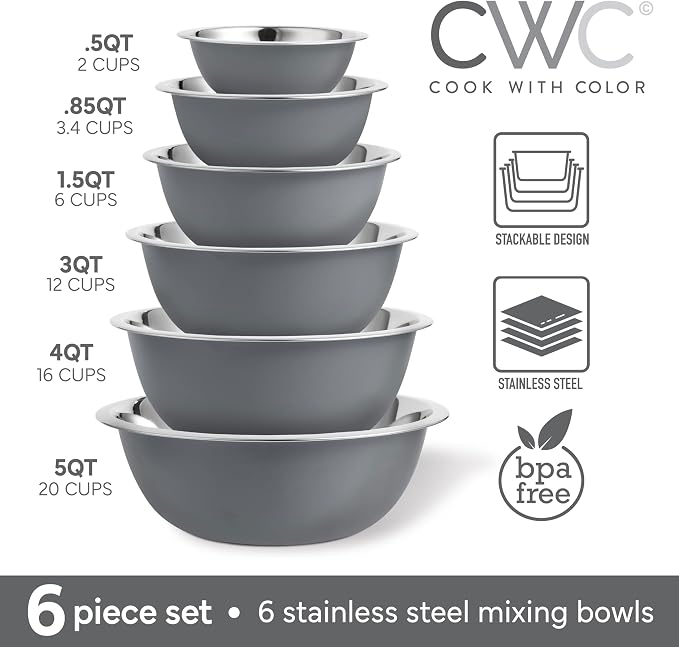 COOK WITH COLOR Stainless Steel Mixing Bowls Set - Image 2