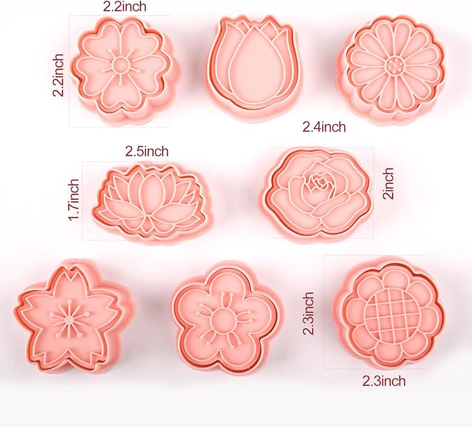 8 Pack Flower Cookie Cutters, 3D Cookie Cutter - Image 3