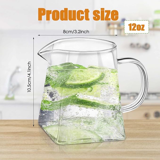 Leinuosen 2 Pcs Glass Pitcher Elegant Shaped Glass Tea Pitcher Coffee Milk - Image 2