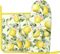Lemon Silicone Oven Mitts Pan Mats Set of 2, Heat Resistant Gloves Potholder by Cayiibe