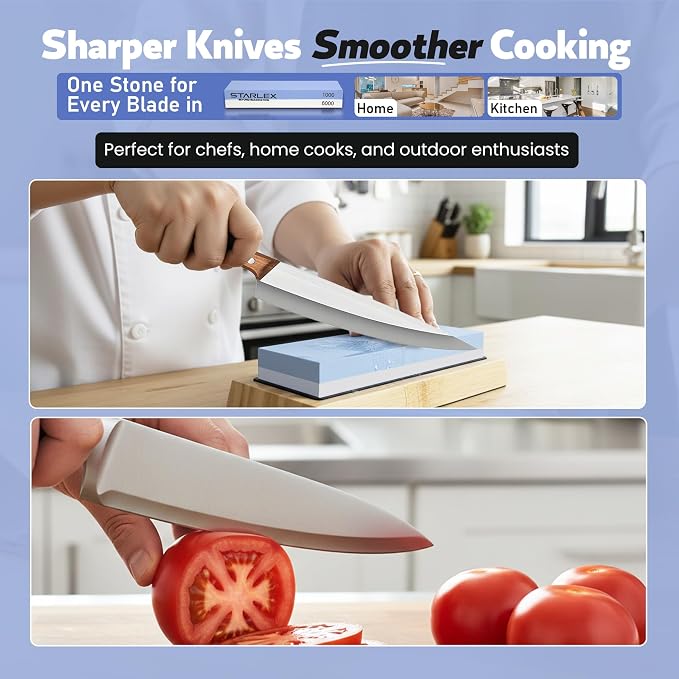 Premium Knife Sharpening Stone Set | Dual Grit Whetstone, Bamboo Base, Non-slip - Image 7