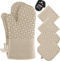 KEGOUU Oven Mitts and Pot Holders 6pcs Set, Kitchen Oven Glove High Heat by KEGOUUOvenMitt