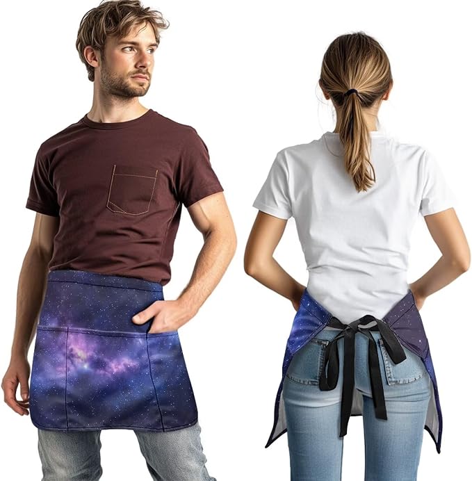 Server Apron with 3 Pockets, Waterproof Oil Waitress Waiter Half Apron - Image 3