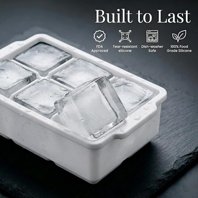 KitchFort Large Silicone Ice Cube Tray, Easy Release 2" Big Ice Cubes - Image 2