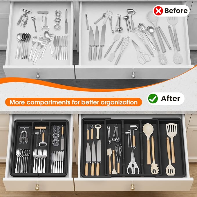 Large Silverware Organizer, Expandable Utensil Drawer Organizer - Image 4