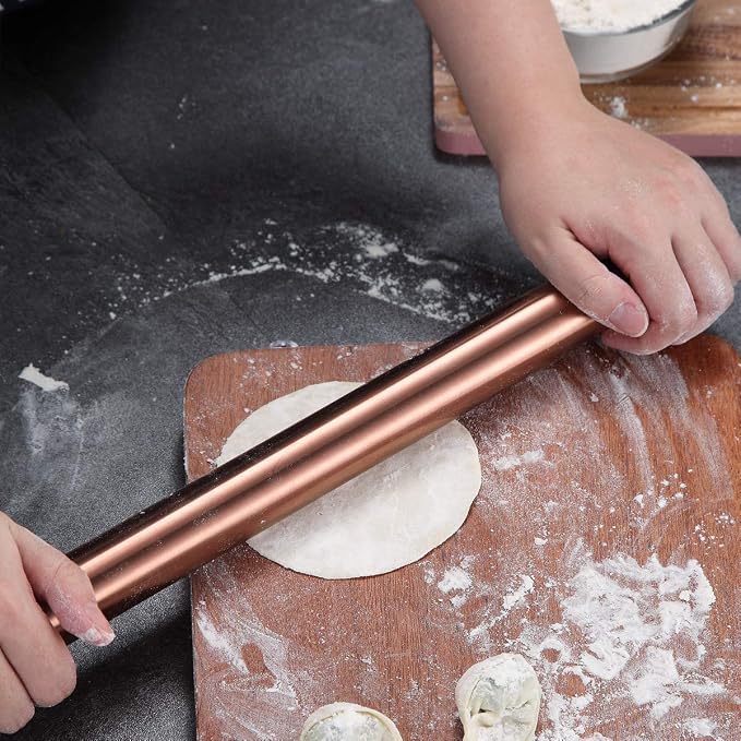 Berglander Rose Gold Rolling Pin, 16.7 Inches Stainless Steel Matte Finish - Image 7