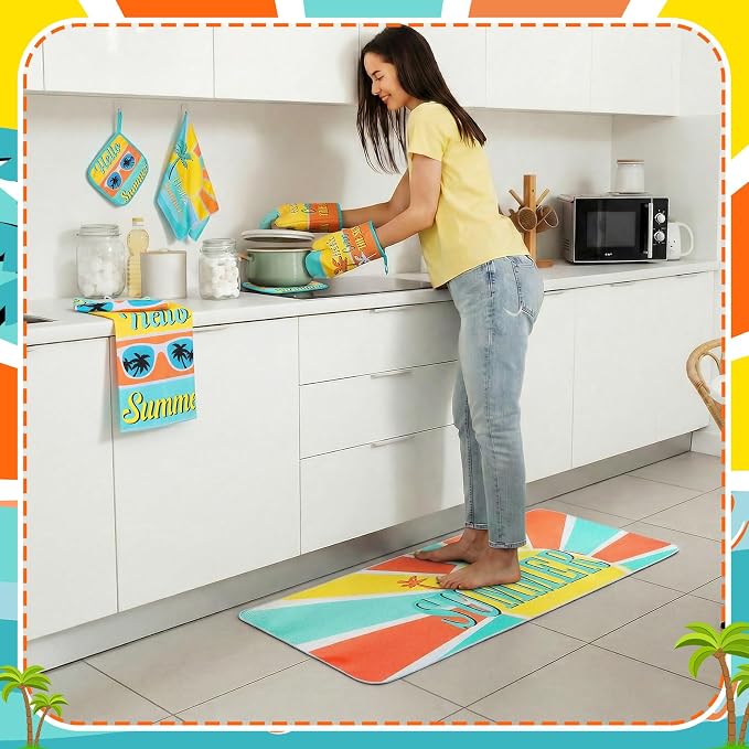 Fourluoo 10 Pcs Hello Summer Kitchen Decor and Accessories Sunshine Beach Oven - Image 4