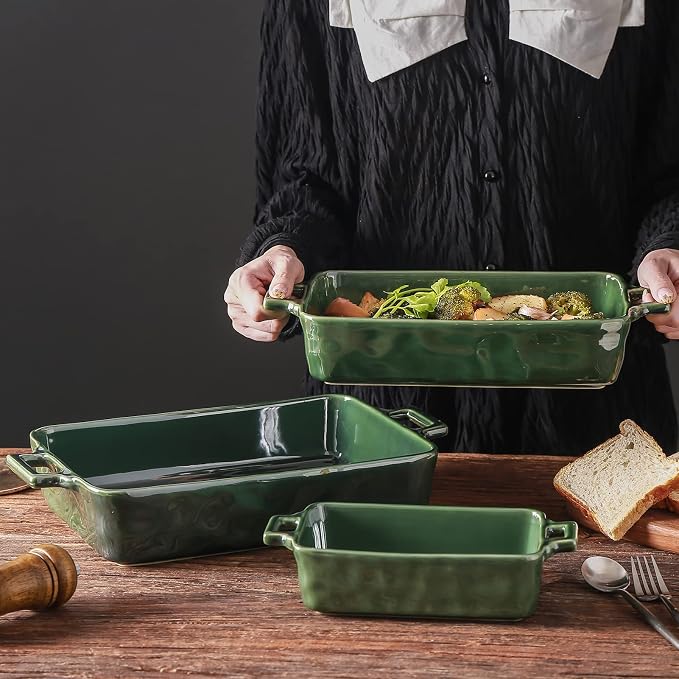 VICRAYS Ceramic Bakeware Set, Porcelain Rectangular Baking Dish, Baking Pan - Image 3