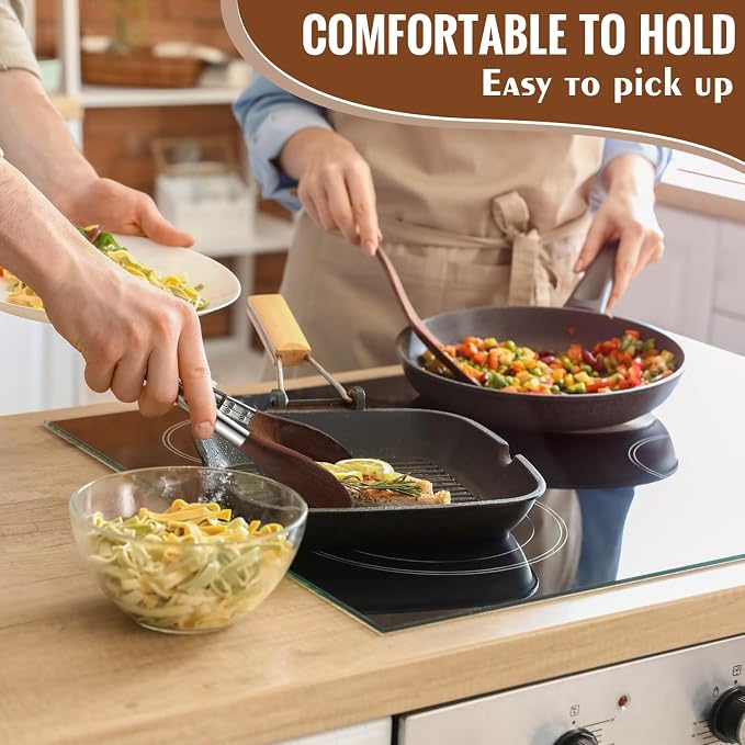 Baderke 2 Pcs Kitchen Tongs for Cooking Wooden Utensil Set Salad Tongs - Image 5