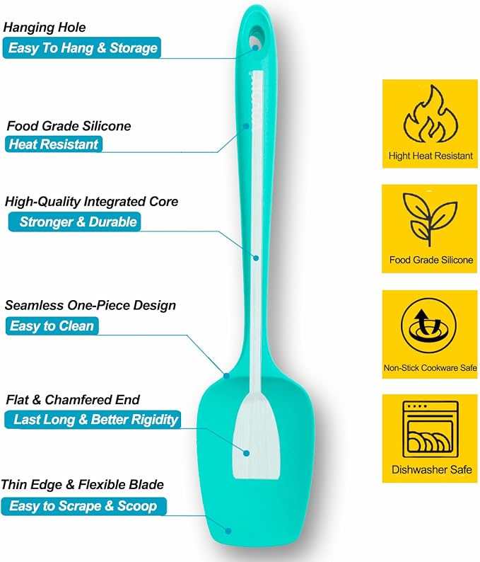 Silicone Spatula Set, High Heat Resistan Rubber Spoon Spatula, Non-Stick - Image 2