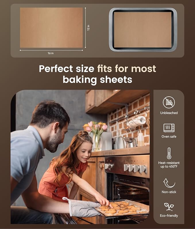 Parchment Paper Sheets, 12 x 16 IN Unbleached Baking Parchment Sheets, Precut - Image 3