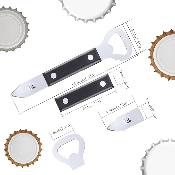 2PCS Bottle Opener, JINLIFA Stainless Steel Manual Can Punch Bottle Cap Beer - Image 3