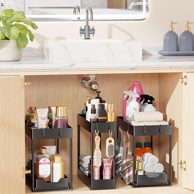 Simple Trending 3 Pack Under Sink Organizer, Pull-Out Cabinet Organizer Drawer - Image 6