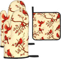 Red Cardinal Oven Mitts and Pot Holders Sets of 3, Non-Slip Christmas Heat by Unknown
