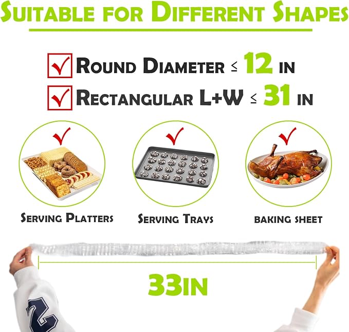 50 Pcs Half Sheet Cover 13 by 18 Inch, Elastic plastic food covers - Image 4
