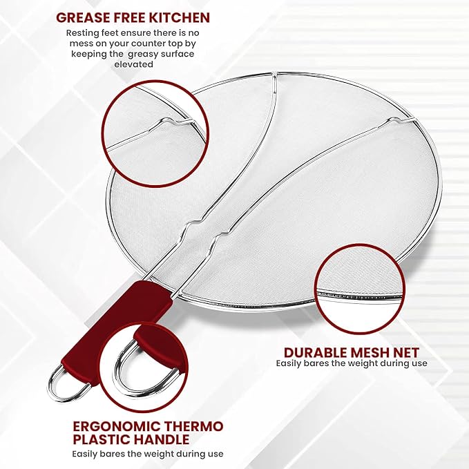 13" Grease Splatter Screen for Cooking | Stainless Steel Oil Splatter Guard and - Image 4