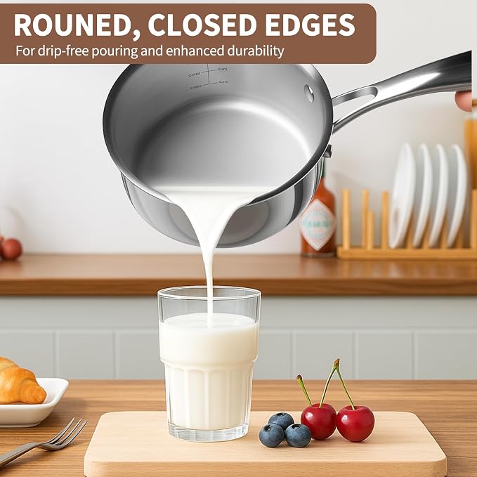 EWFEN 3 Ply Stainless Steel Sauce Pan Set - Image 7