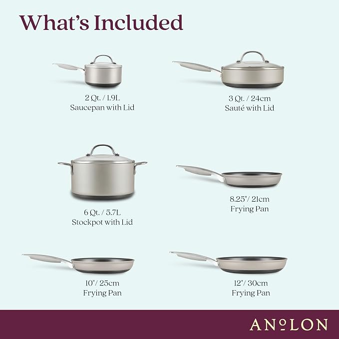Anolon Achieve Hard Anodized Nonstick Cookware Pots and Pans Set, 9 Piece - Image 3