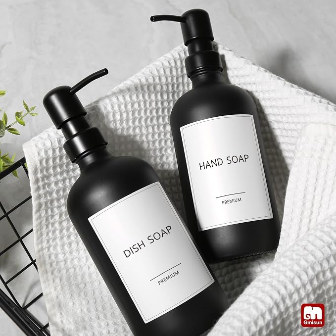 GMISUN Black Soap Dispenser, 2 Pack Matte Black Hand Soap Dispensers - Image 9