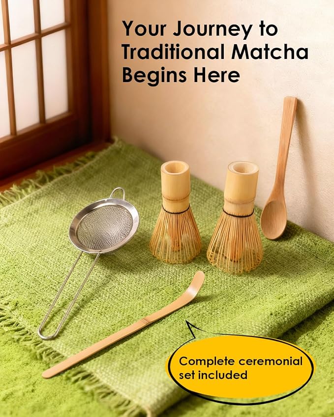 Bamboo Matcha Whisk Set with 2-pack 100% Natural Bamboo matcha Whisk, Tea Scoop - Image 7