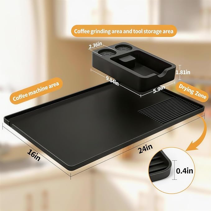Silicone Coffee Mat and Espresso Tamping Mat, Detachable Espresso Coffee Bar - Image 2