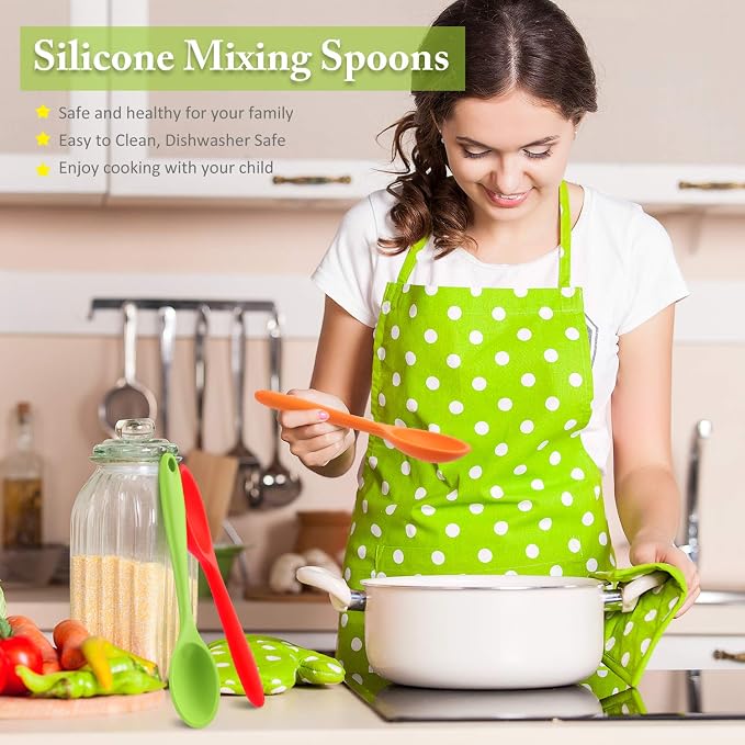 Shappy 4 Pieces Silicone Cooking Spoons 10.6 Inch Heat Resistant Kitchen Spoons - Image 4