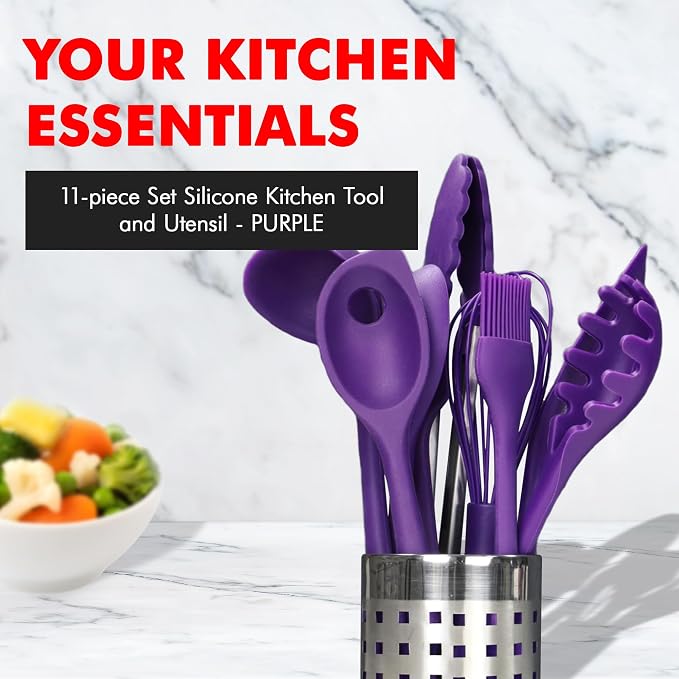 Chef Craft Premium Silicone Kitchen Tool and Utensil Set, 11 Piece - Image 2