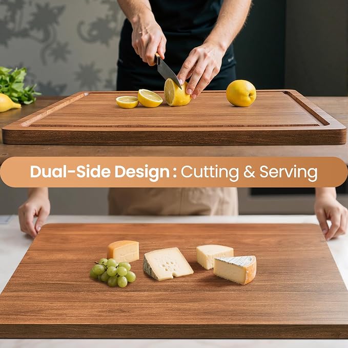 Acacia Wood Cutting Boards for Kitchen, 17x12 Inch Butcher Block - Image 4