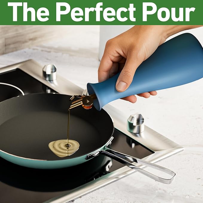 Ceramic Olive Oil Dispenser - 530 ML Capacity Matte Blue Ceramic Oil Dispenser - Image 5
