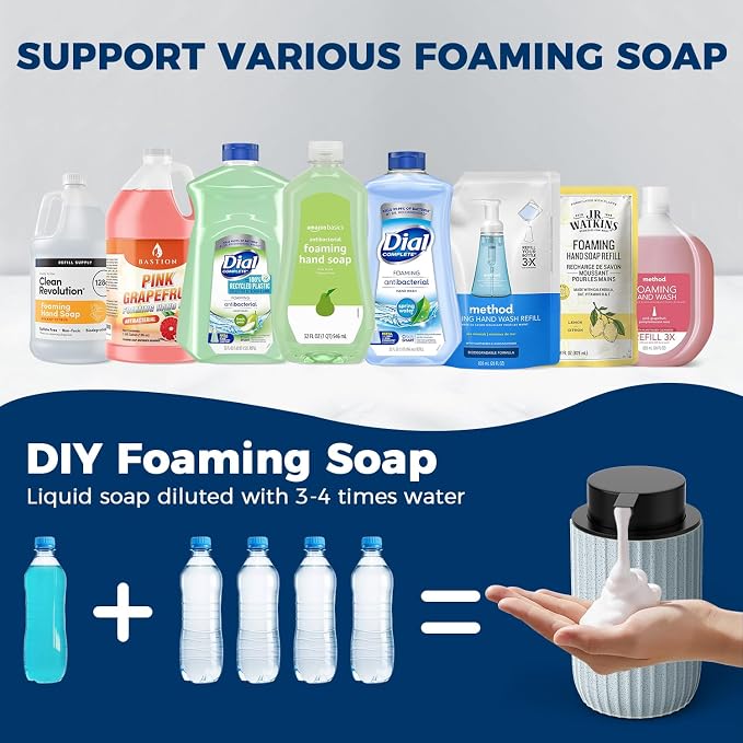 Ceramic Foaming Hand Soap Dispenser 2Pack，12 oz Bathroom Soap Dispensers， - Image 5