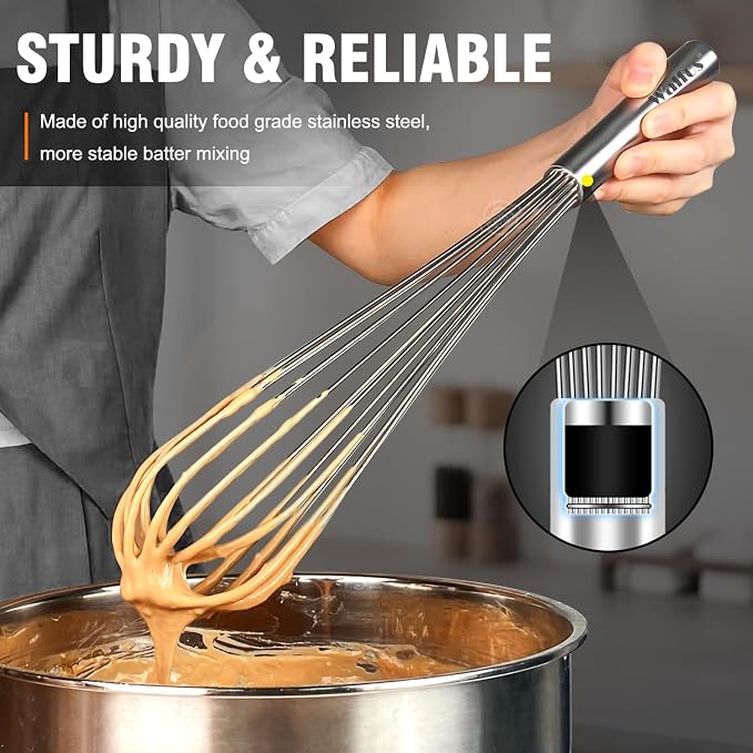 Walfos Whisk, 17in Large Whisks, Heavy Duty Stainless Steel Wire Whisk Ideal - Image 8