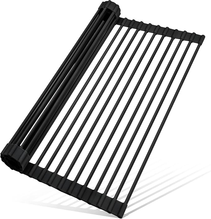 MERRYBOX Roll Up Over The Sink Dish Drying Rack Silicone Wrapped Foldable by MERRYBOX