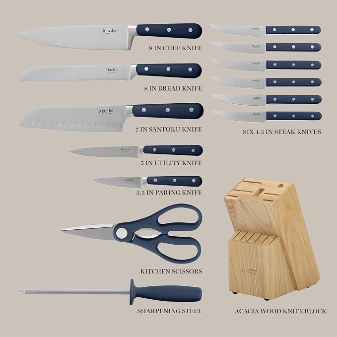 MARTHA STEWART Eastwalk 14 Piece High Carbon Staineless Steel Cutlery Set w/ABS - Image 3