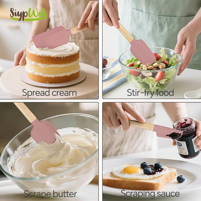 Silicone Spatula Set, Food Grade Rubber Spatula-5 Piece Nonstick Rubber Spatulas - Image 5