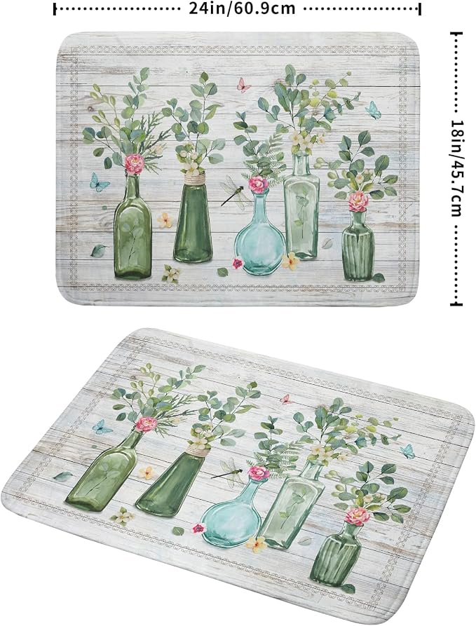 Fern Leaf Vase Dish Drying Mat 18x24 Inch Eucalyptus Leaves Microfiber - Image 2