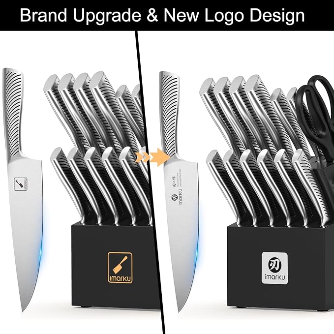 imarku Knife Block Set, Kitchen Knife Set Black, Dishwasher Safe, Build-in - Image 6