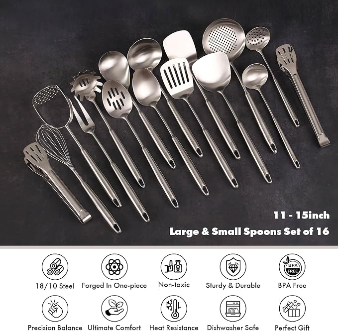 18/10 Stainless Steel Cooking Utensils Set - Image 4