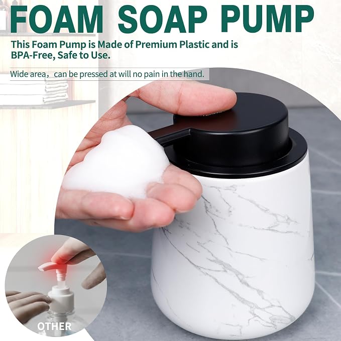 Bosilunlife Ceramic Foaming Soap Dispenser - 12 oz Marble Foam Hand Wash - Image 2
