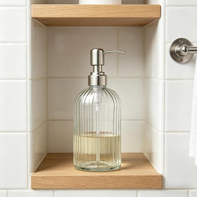 Glass Hand Soap Dispenser Silver Pump Refillable Dish Shampoo Lotion Bottle - Image 5