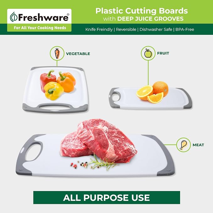 Freshware Cutting Boards for Kitchen, Chopping Board 3-Pack - Image 8