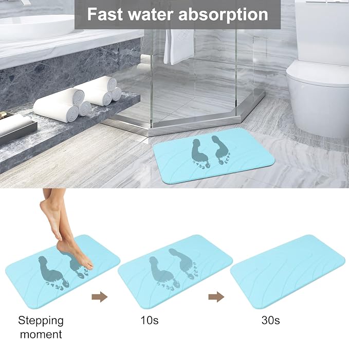 2 Pack Diatomaceous Earth Shower Mat, Stone Bath Mat, Nonslip Super Absorbent - Image 4