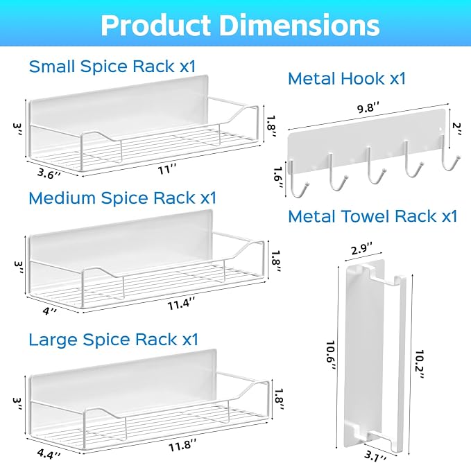 Magnetic Spice Rack for Refrigerator, 5 Pack Magnetic Fridge Organizer Shelves - Image 2