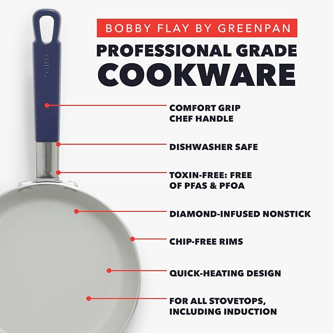 GreenPan x Bobby Flay 2 Piece- 8” and 10” Nonstick Frying Pan Skillet Set - Image 3