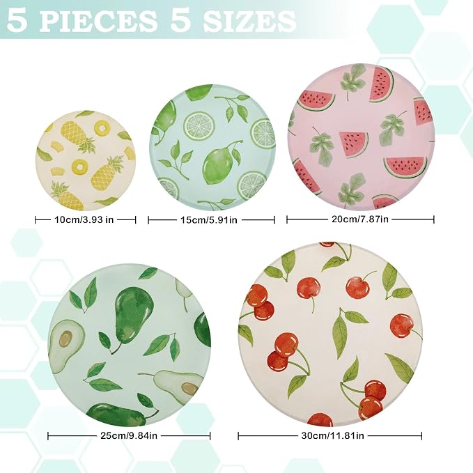 5-Size Reusable Beeswax Bowl Covers - Image 2